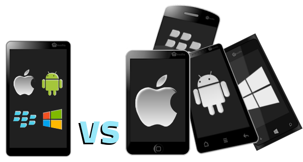 image of web app icons on mobile versus 4 separate apps